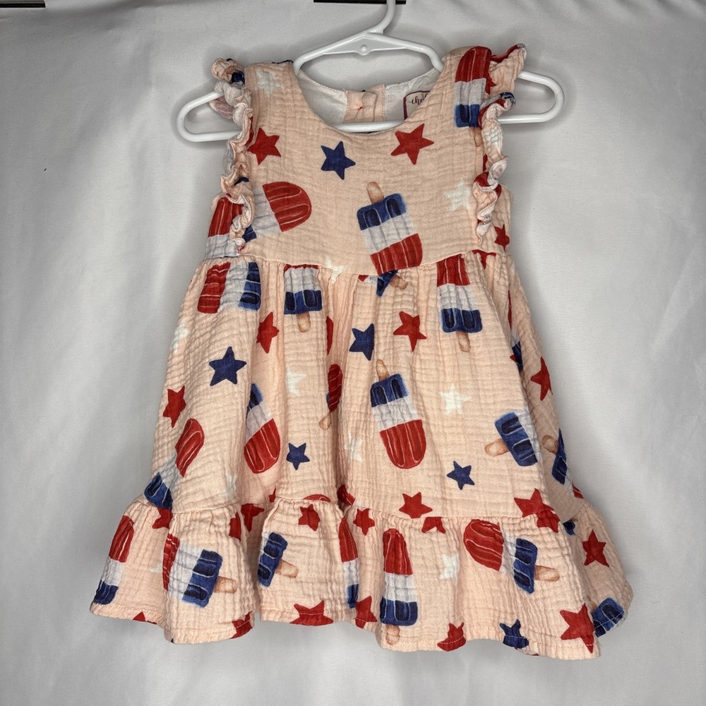 Cheeky Plum Baby Girl 18-24 Mo‎ Bomb Pop Popsicle Dress Patriotic Gauze Holiday